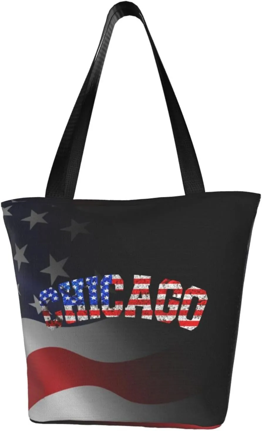 Rqwaaed Chicago Pride Women'S Casual One Shoulder Carry Shopping Bag Large Capacity Working Storage Handbag