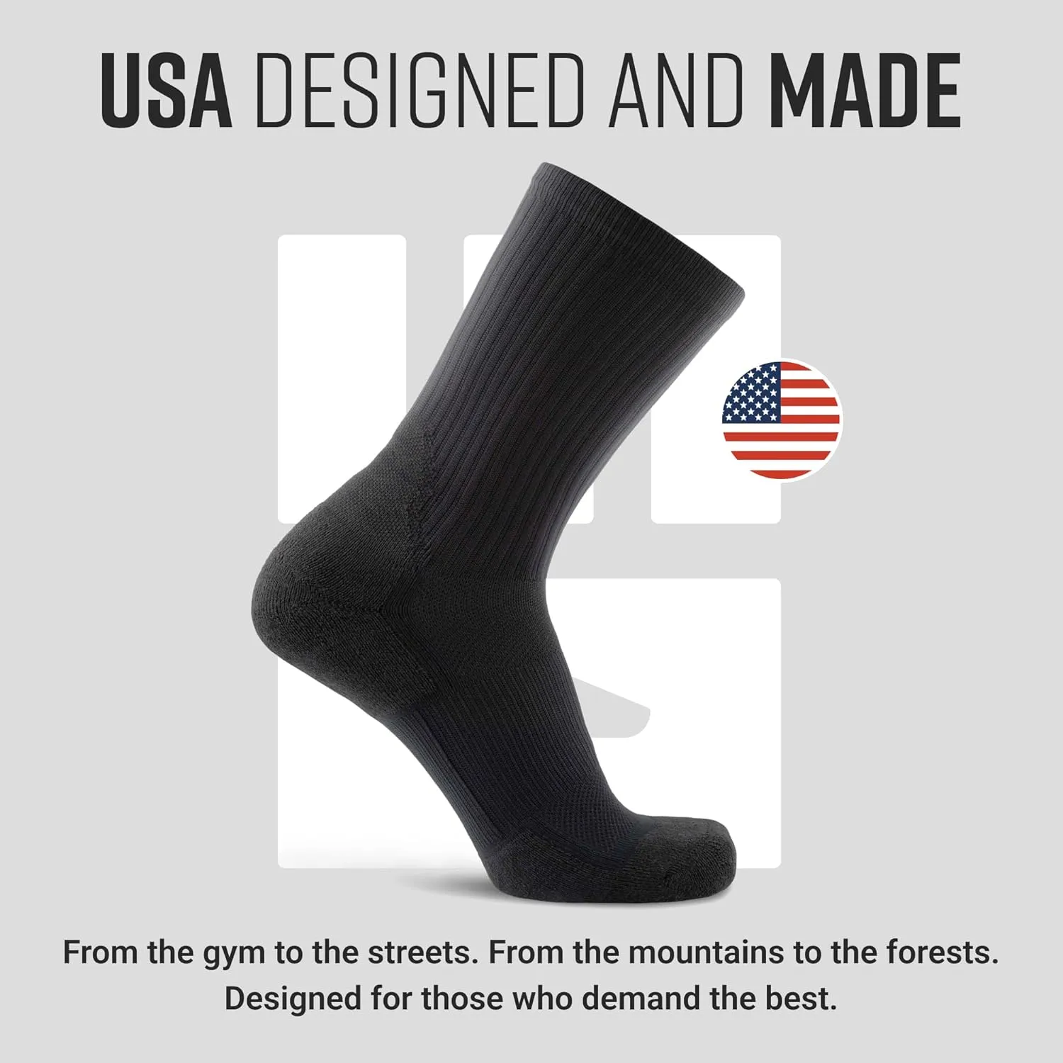 Ruck Socks, Merino Wool Tactical Boot Socks for Military, Rucking, Hiking, and Outdoor Adventures, USA-Made Crew Socks