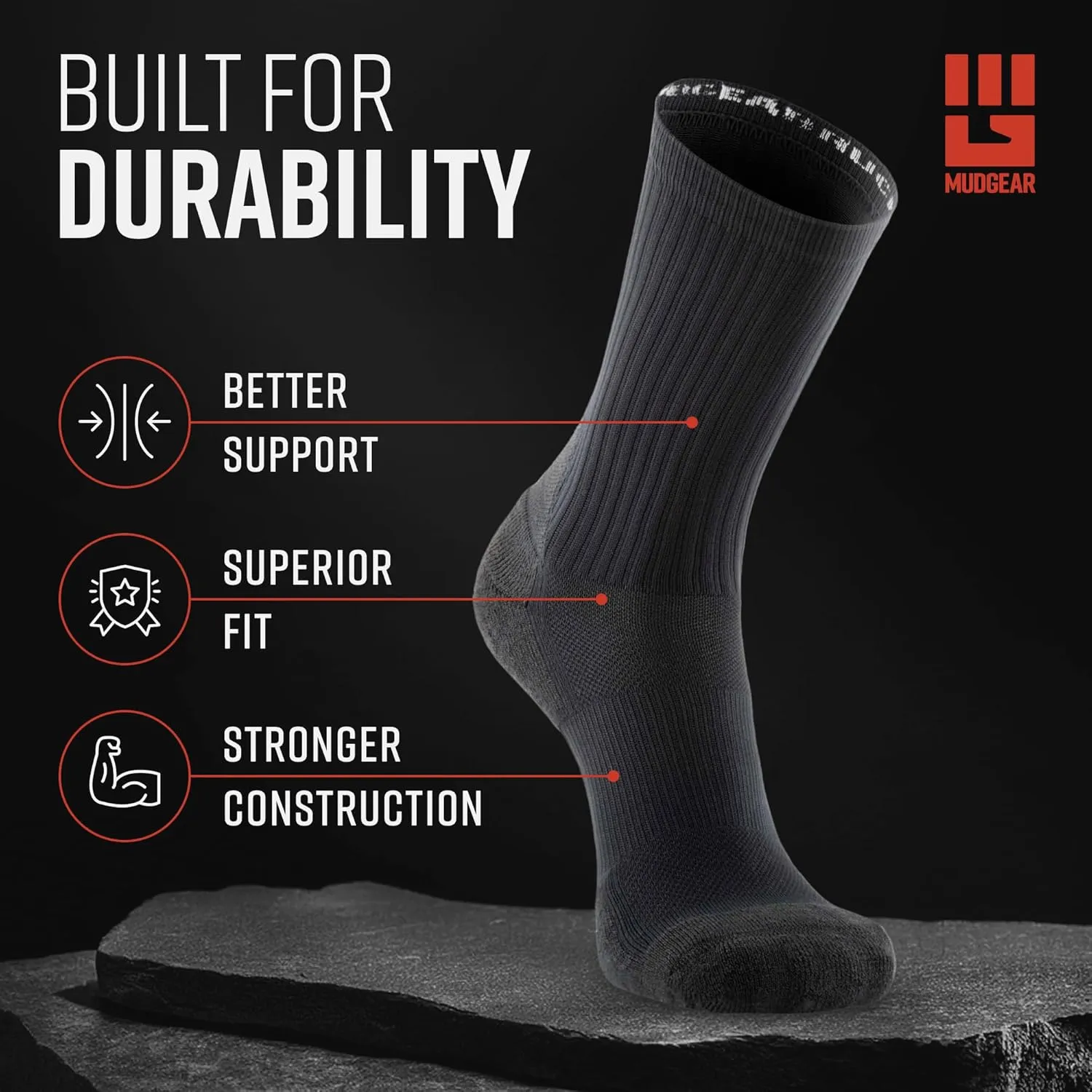 Ruck Socks, Merino Wool Tactical Boot Socks for Military, Rucking, Hiking, and Outdoor Adventures, USA-Made Crew Socks