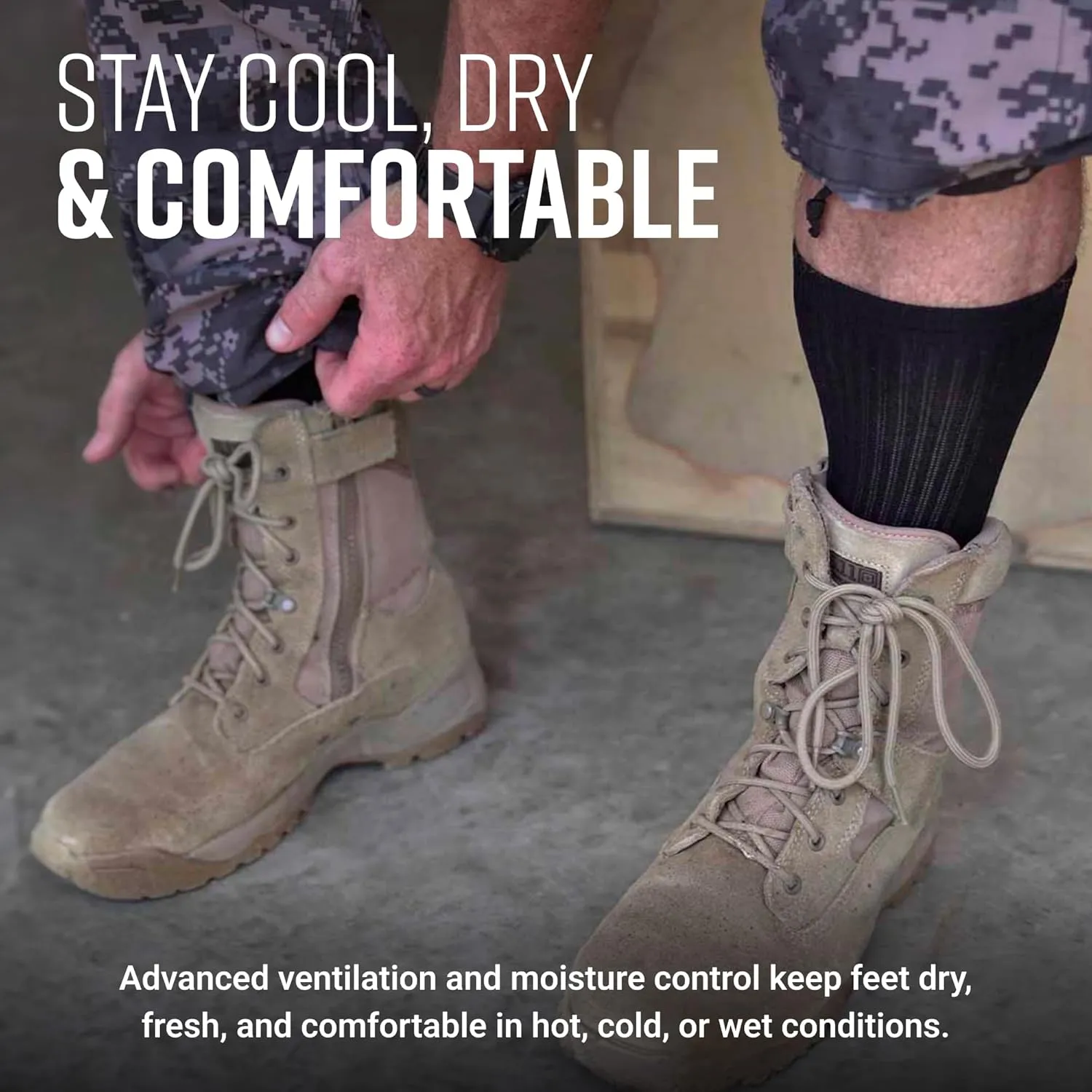 Ruck Socks, Merino Wool Tactical Boot Socks for Military, Rucking, Hiking, and Outdoor Adventures, USA-Made Crew Socks