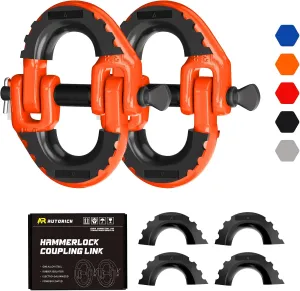 Safety Chain Connector Link, 1/2IN Tow Hitch Hammerlock Coupling Link, 2 Pack G80 Alloy Steel Tow Chain Connector, Quick Install & Remove, 12000 lbs Load Limit, Orange