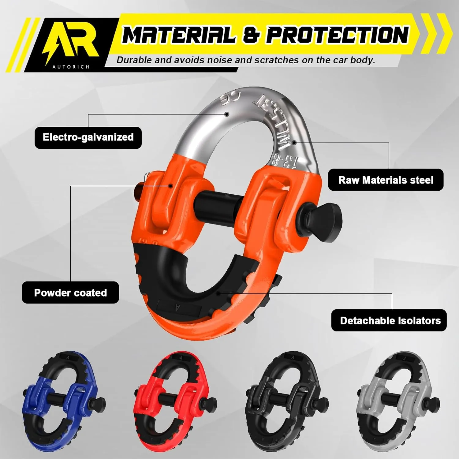 Safety Chain Connector Link, 1/2IN Tow Hitch Hammerlock Coupling Link, 2 Pack G80 Alloy Steel Tow Chain Connector, Quick Install & Remove, 12000 lbs Load Limit, Orange