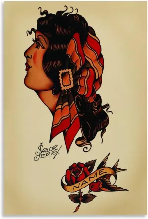 Sailor Jerry Tattoo Large Poster Art Poster Decorative Painting Canvas Wall Art Living Room Posters Bedroom Painting 12x18inch(30x45cm) Unframe-style