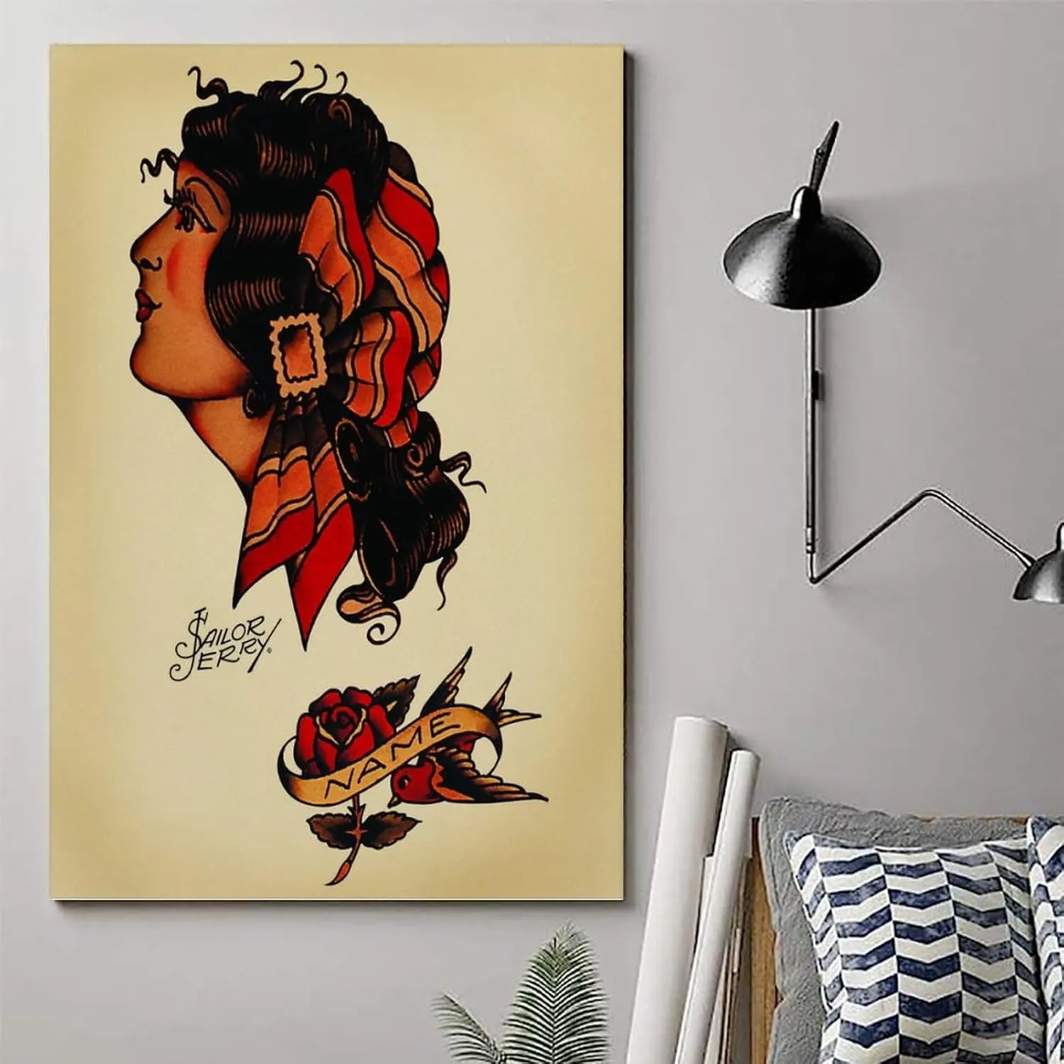 Sailor Jerry Tattoo Large Poster Art Poster Decorative Painting Canvas Wall Art Living Room Posters Bedroom Painting 12x18inch(30x45cm) Unframe-style