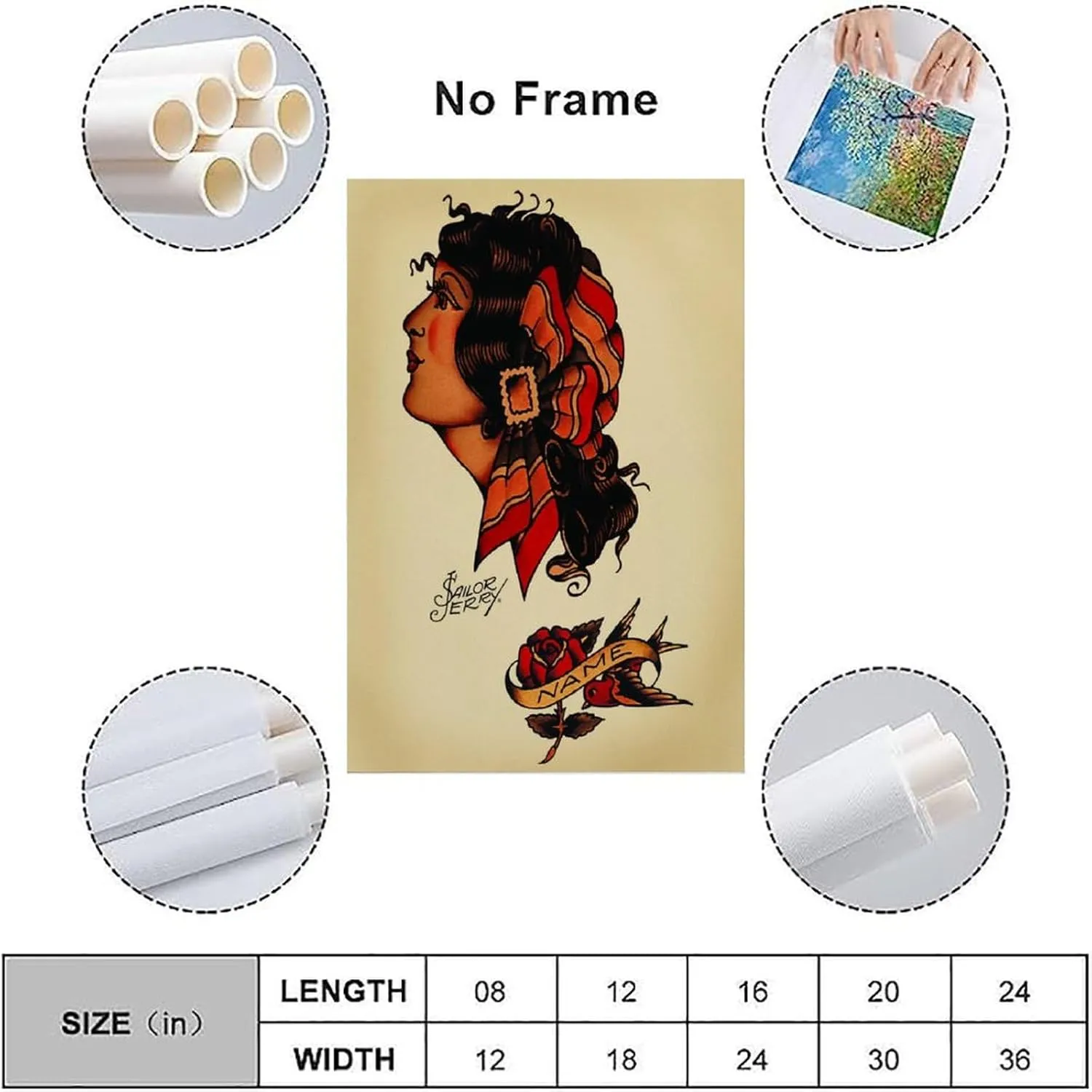 Sailor Jerry Tattoo Large Poster Art Poster Decorative Painting Canvas Wall Art Living Room Posters Bedroom Painting 12x18inch(30x45cm) Unframe-style