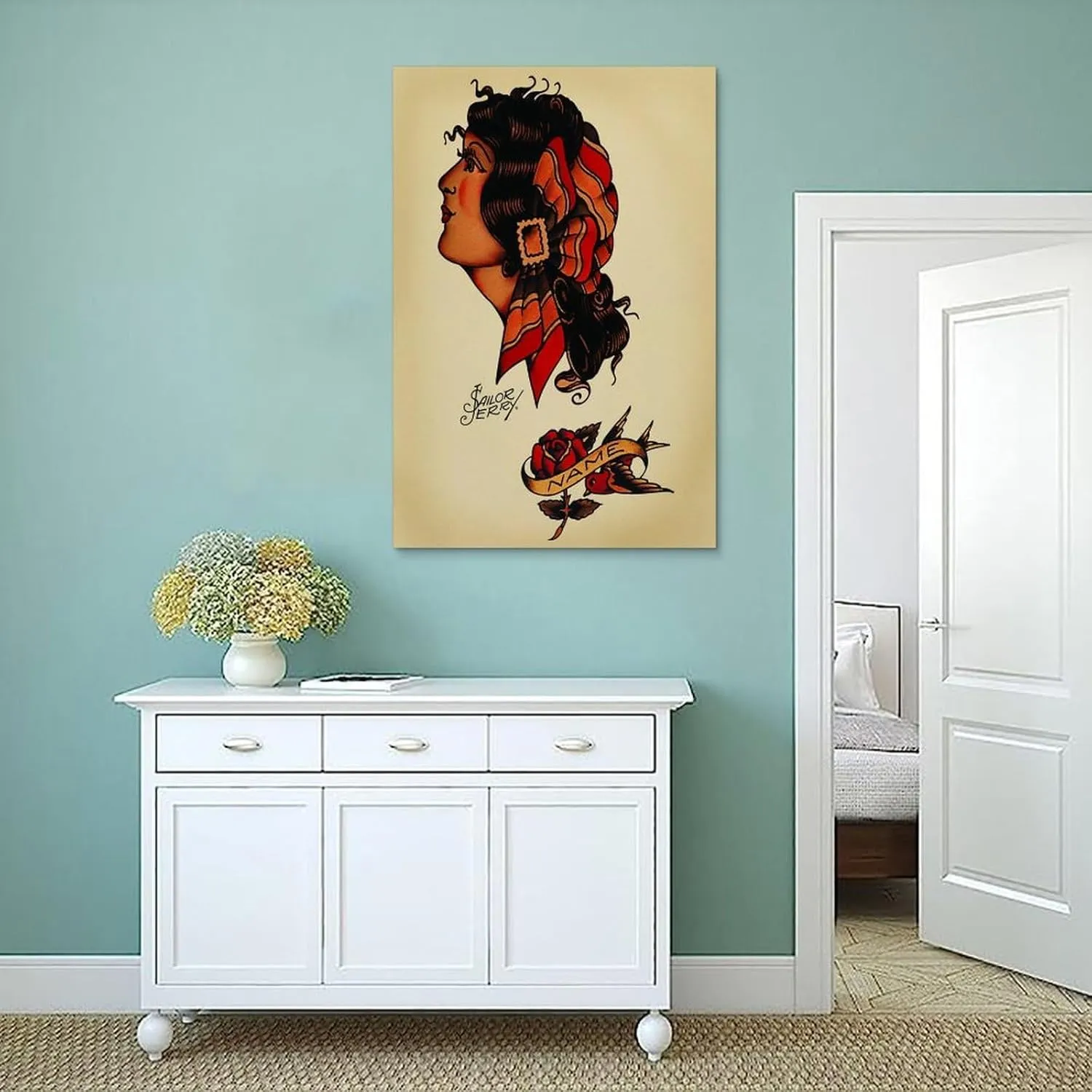 Sailor Jerry Tattoo Large Poster Art Poster Decorative Painting Canvas Wall Art Living Room Posters Bedroom Painting 12x18inch(30x45cm) Unframe-style