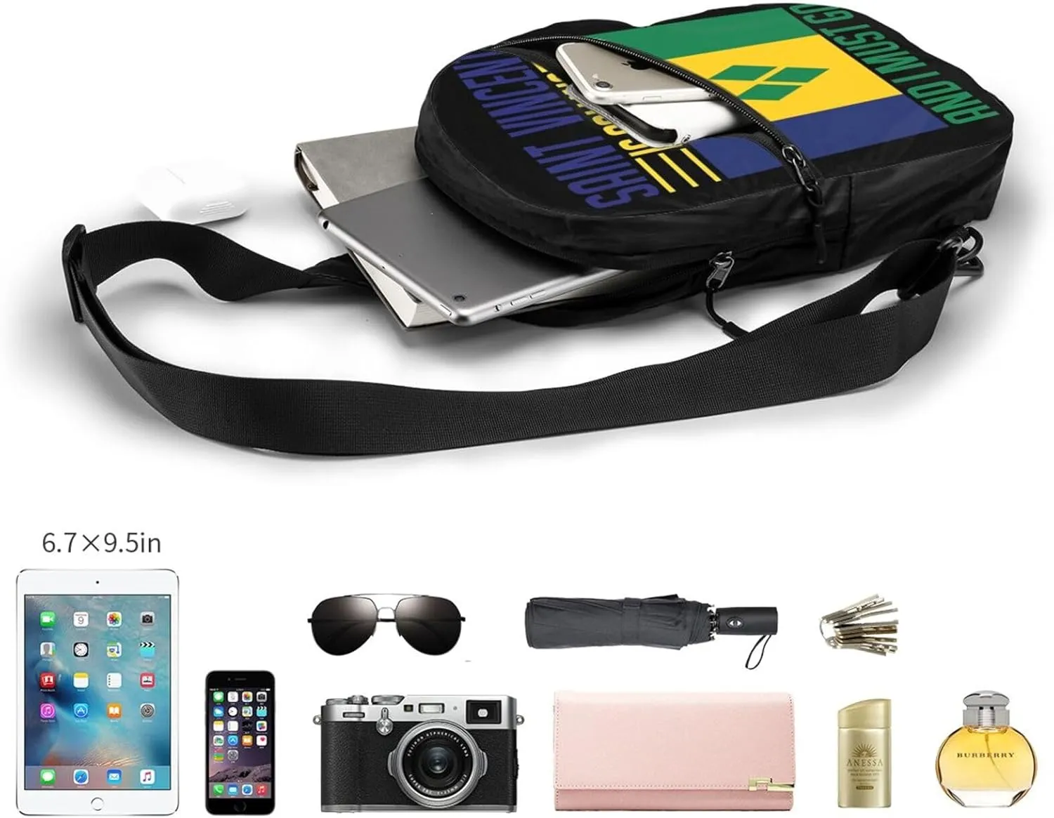 Saint Vincent is calling and I must go Crossbody Bag Portable Sling Bags Foldable Chest Daypack Reusable Sports Shoulder Backpack Diagonally Casual Rucksack Travel Bag