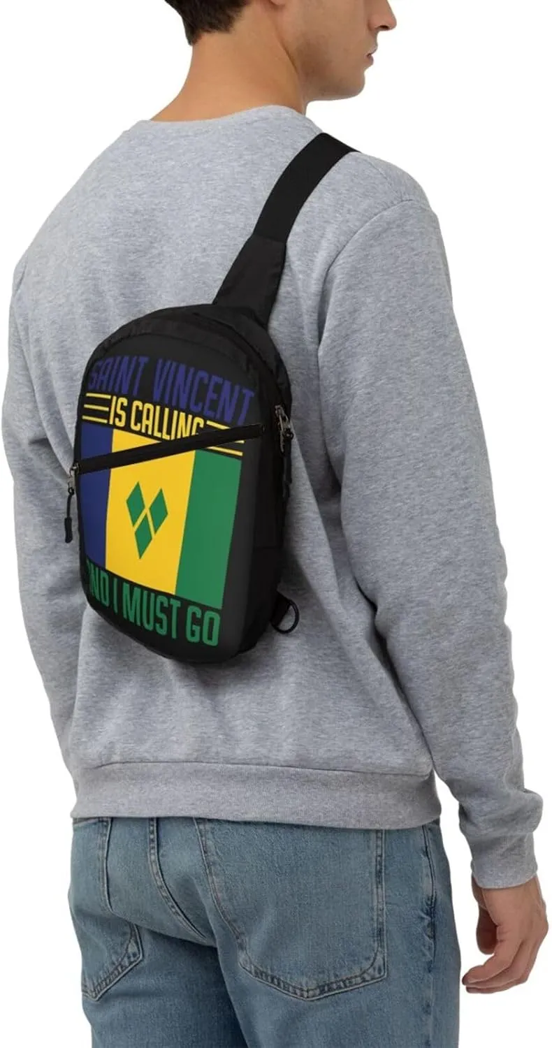 Saint Vincent is calling and I must go Crossbody Bag Portable Sling Bags Foldable Chest Daypack Reusable Sports Shoulder Backpack Diagonally Casual Rucksack Travel Bag