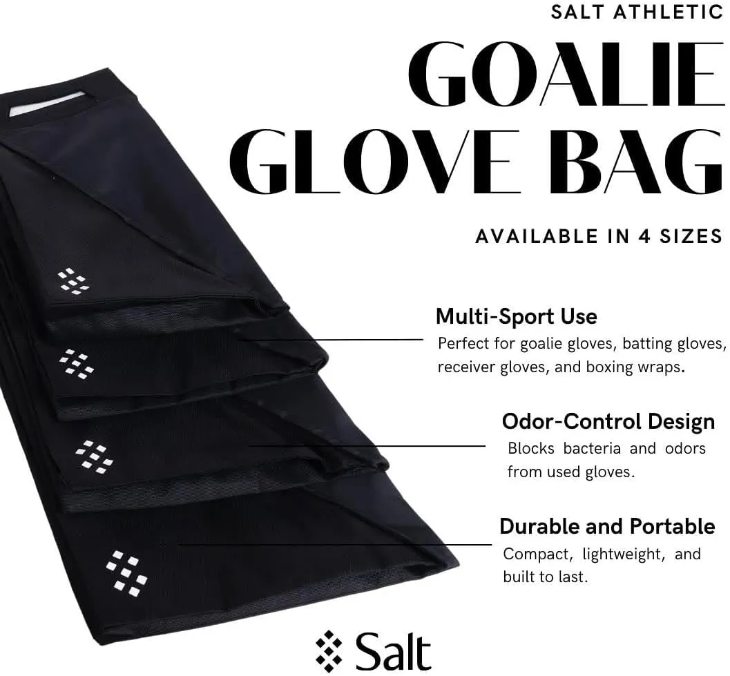 Salt Glove Bag Smell-Proof Durable Odor Containing Bag for Gloves - Large - Water-Resistant and Easy to Clean Smell Proof Bag - Black