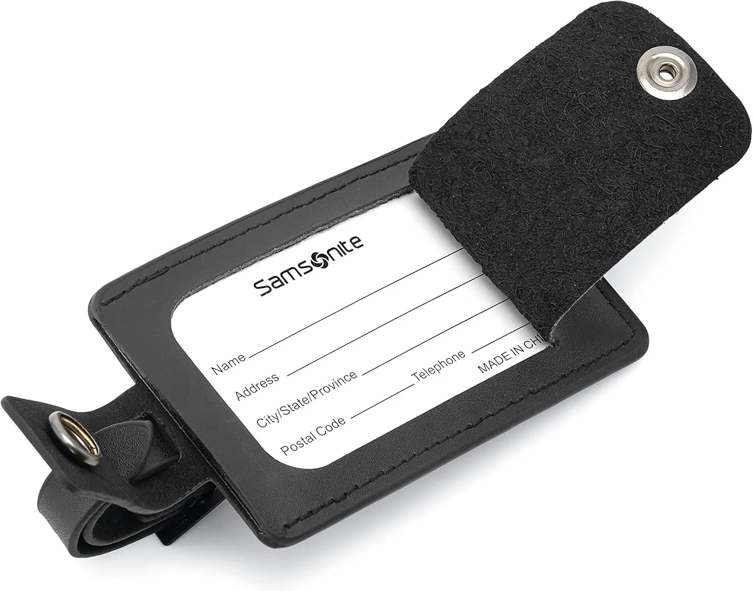 Samsonite 2-Pack Leather Luggage ID Tag, Black Logo, One Size