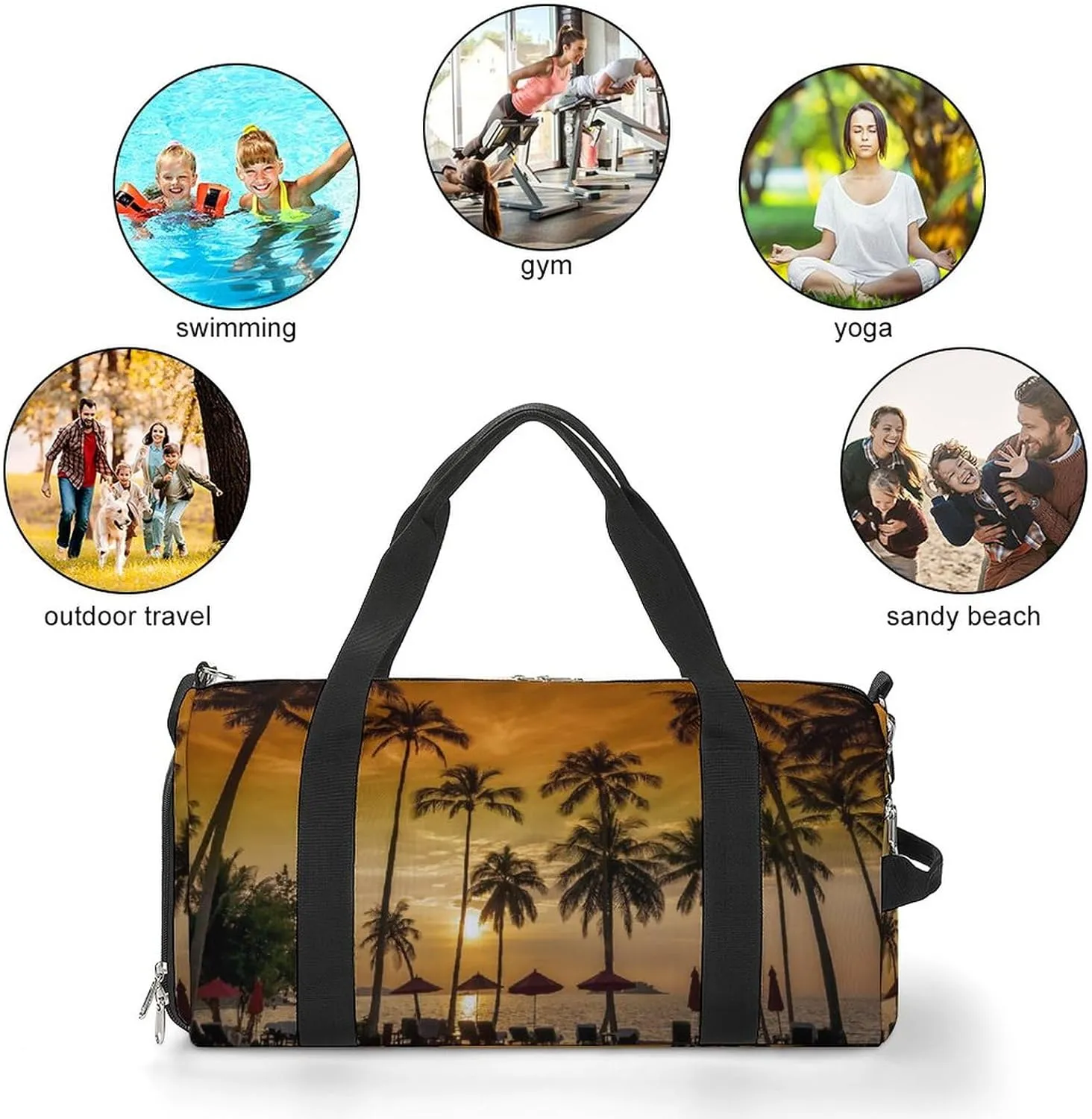 Sand Beach Print Sports Tote Gym Bag for Women Men, Overnight Bag with Shoe Compartment Water Resistant