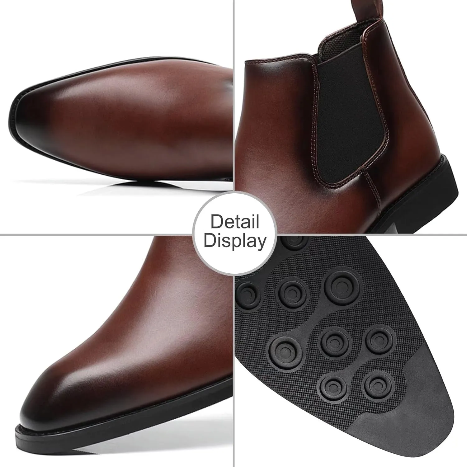 SANNAX Men's Chelsea Boots Classic Business Leather Shoes Casual Dress Ankle Boot