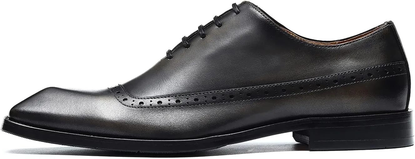 Santimon Mens Oxfords Formal Dress Shoes Genuine Leather Cap Toe Derby Fashion Comfortable Tuxedo Wedding Business Casual Prom Shoes for Men