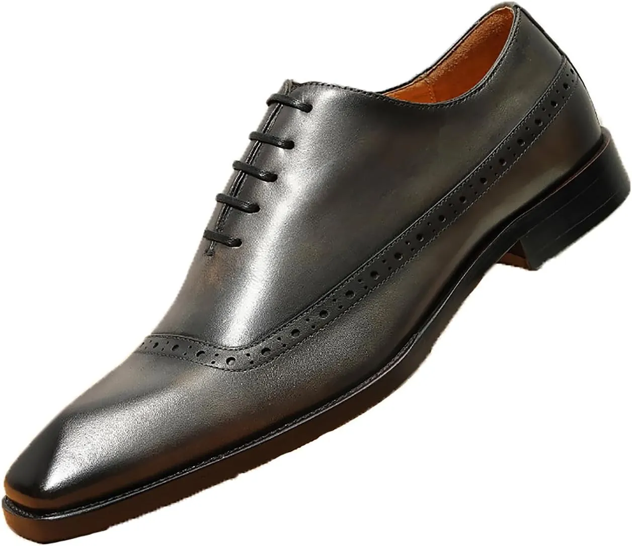 Santimon Mens Oxfords Formal Dress Shoes Genuine Leather Cap Toe Derby Fashion Comfortable Tuxedo Wedding Business Casual Prom Shoes for Men