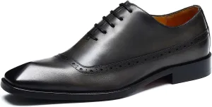 Santimon Mens Oxfords Formal Dress Shoes Genuine Leather Cap Toe Derby Fashion Comfortable Tuxedo Wedding Business Casual Prom Shoes for Men