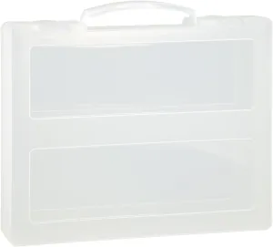 SAYEEC Portable Project Case Transparent File Storage Box with Handle Plastic Container for 8.5"x11" A4 Letter Paper Scrapbook Organizer Document Book Magazine Protector Case for Stamp Photo Art Craft