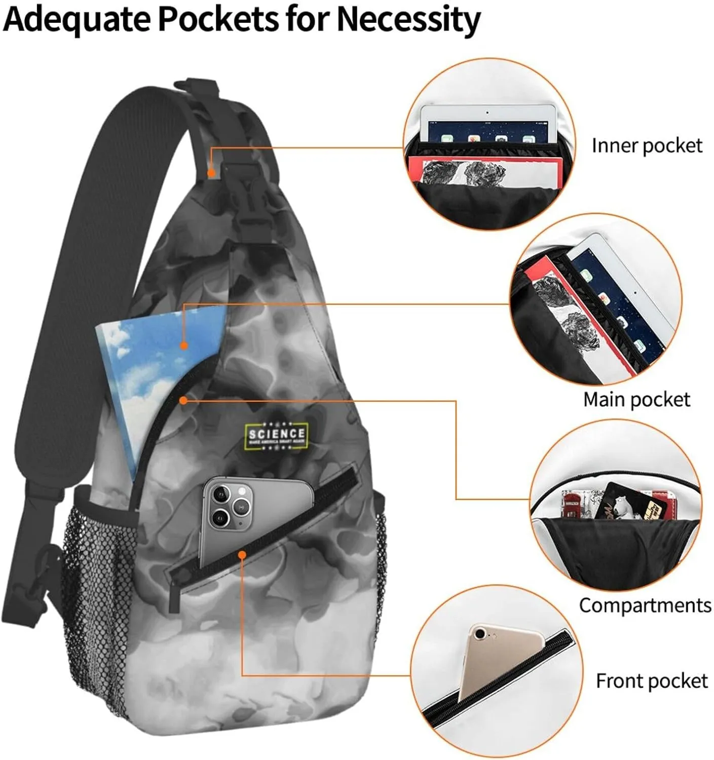 Science Make America Smart Again Sling Bag Crossbody Backpack Shoulder Casual Daypack Bag for Men Women