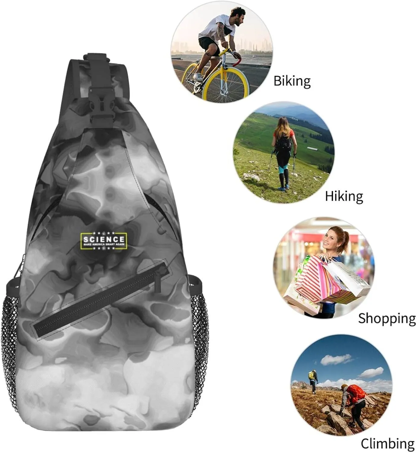Science Make America Smart Again Sling Bag Crossbody Backpack Shoulder Casual Daypack Bag for Men Women