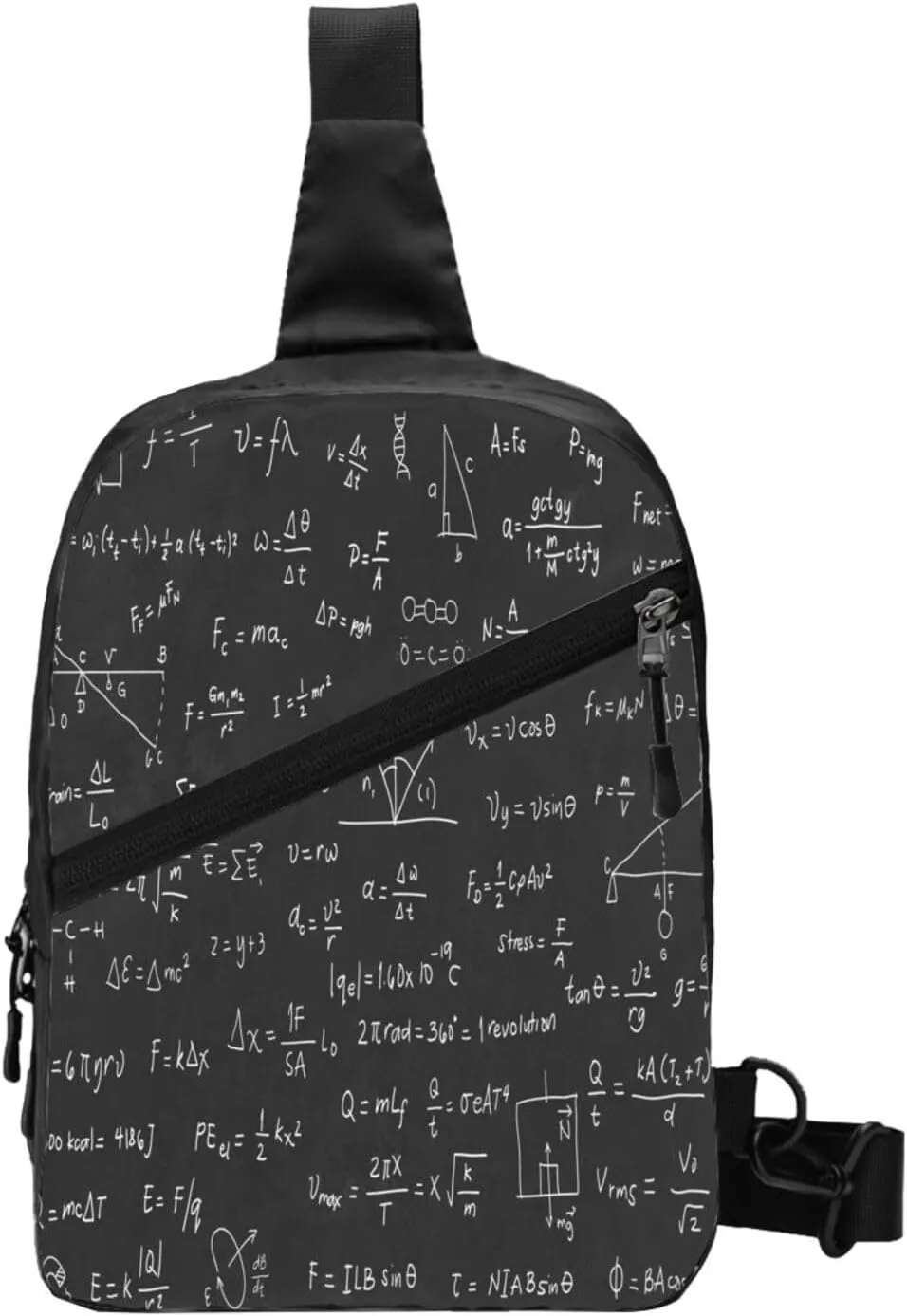Scientific Math Chalkboard Black Sling Bag for Men Women, Small Crossbody Sling Backpack Shoulder Chest Bag, Anti Theft Travel Hiking Sports