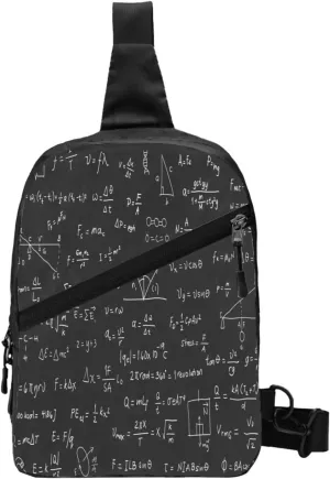 Scientific Math Chalkboard Black Sling Bag for Men Women, Small Crossbody Sling Backpack Shoulder Chest Bag, Anti Theft Travel Hiking Sports