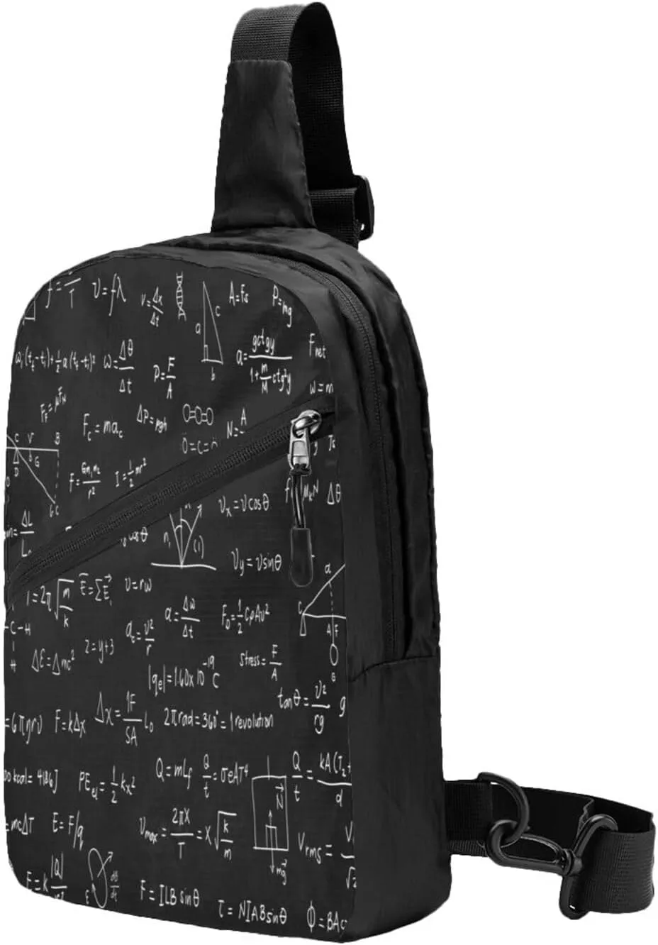 Scientific Math Chalkboard Black Sling Bag for Men Women, Small Crossbody Sling Backpack Shoulder Chest Bag, Anti Theft Travel Hiking Sports