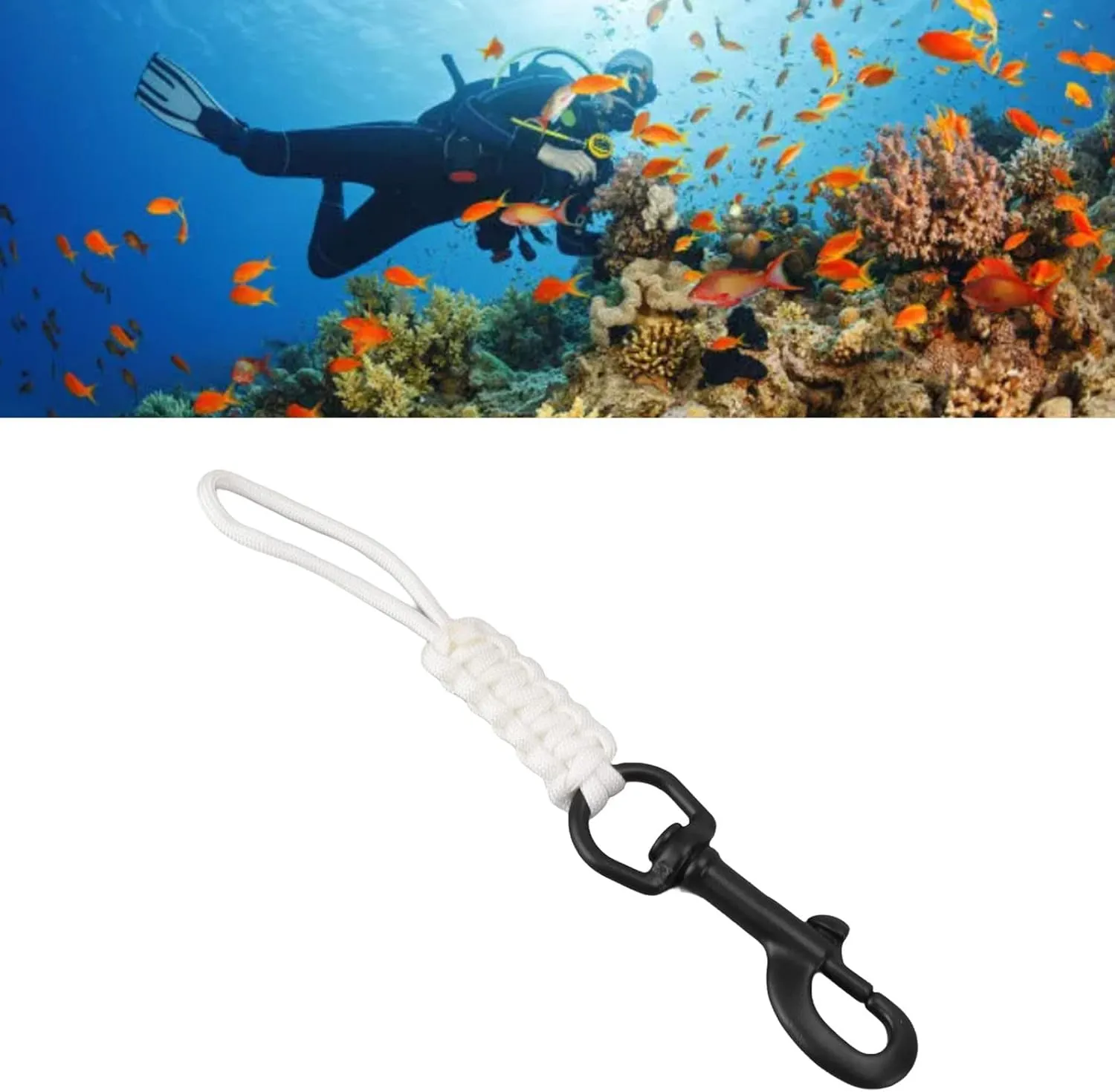 Scuba Diving Lanyard,Hand Woven Diving Lanyard Anti Loss Strap with Stainless Steel Clip, Essential Dive Safety Gear for Underwater Enthusiasts