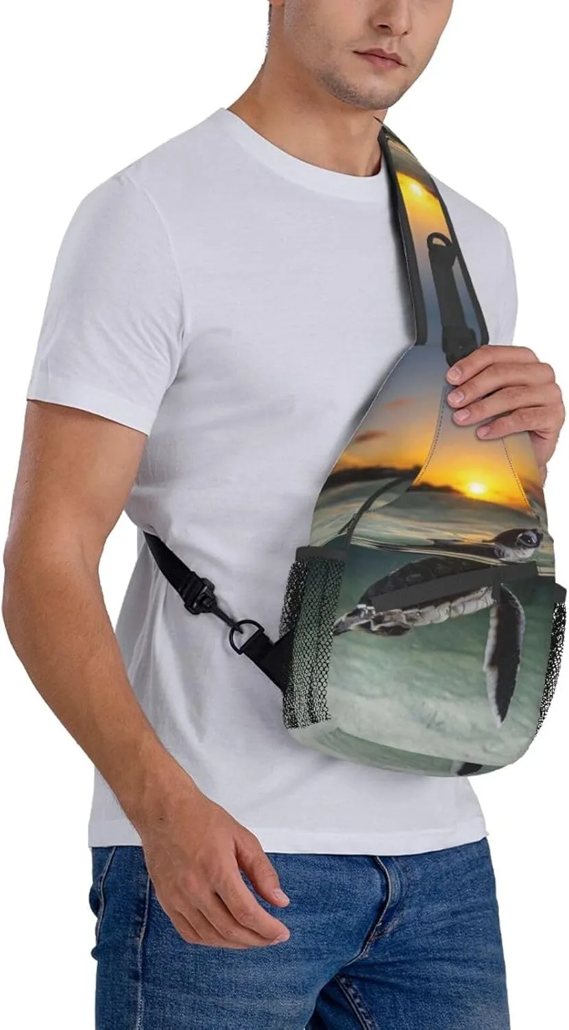 Sea Turtle Crossbody Bag Turtle Shoulder Bag Backpack Beach Sling Bag Chest Casual Daypack for Outdoor