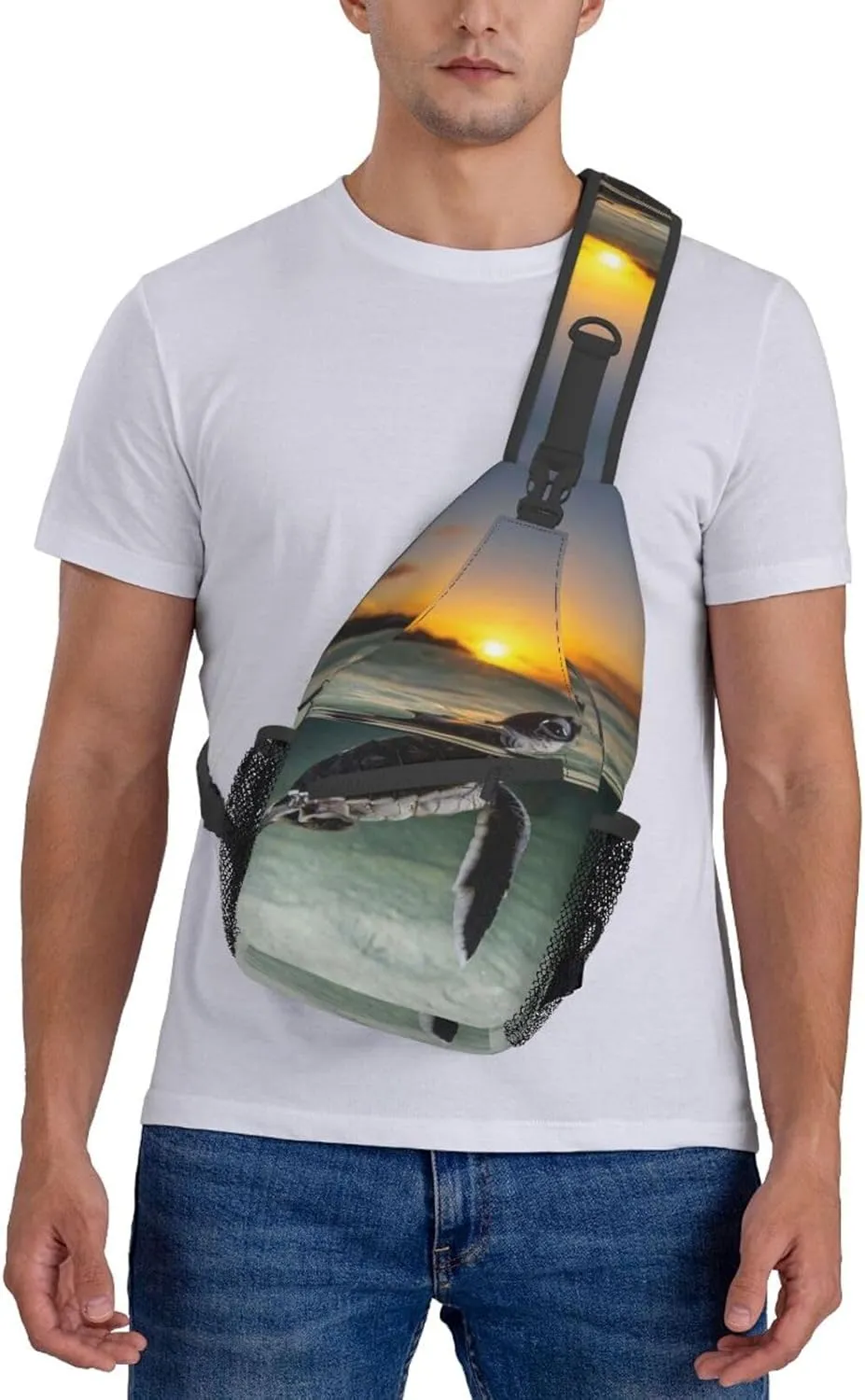 Sea Turtle Crossbody Bag Turtle Shoulder Bag Backpack Beach Sling Bag Chest Casual Daypack for Outdoor
