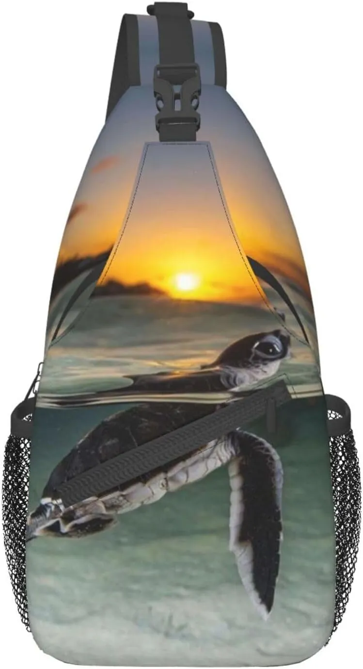 Sea Turtle Crossbody Bag Turtle Shoulder Bag Backpack Beach Sling Bag Chest Casual Daypack for Outdoor