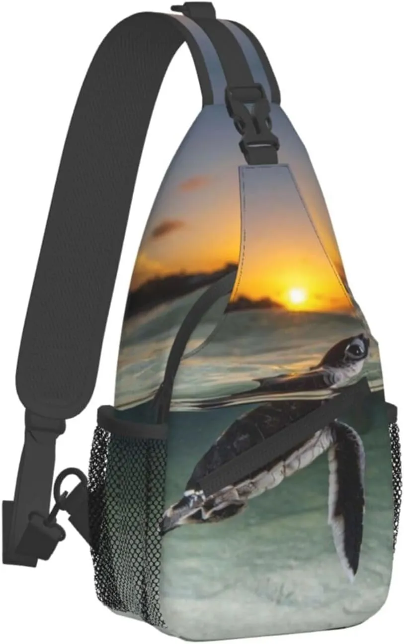 Sea Turtle Crossbody Bag Turtle Shoulder Bag Backpack Beach Sling Bag Chest Casual Daypack for Outdoor