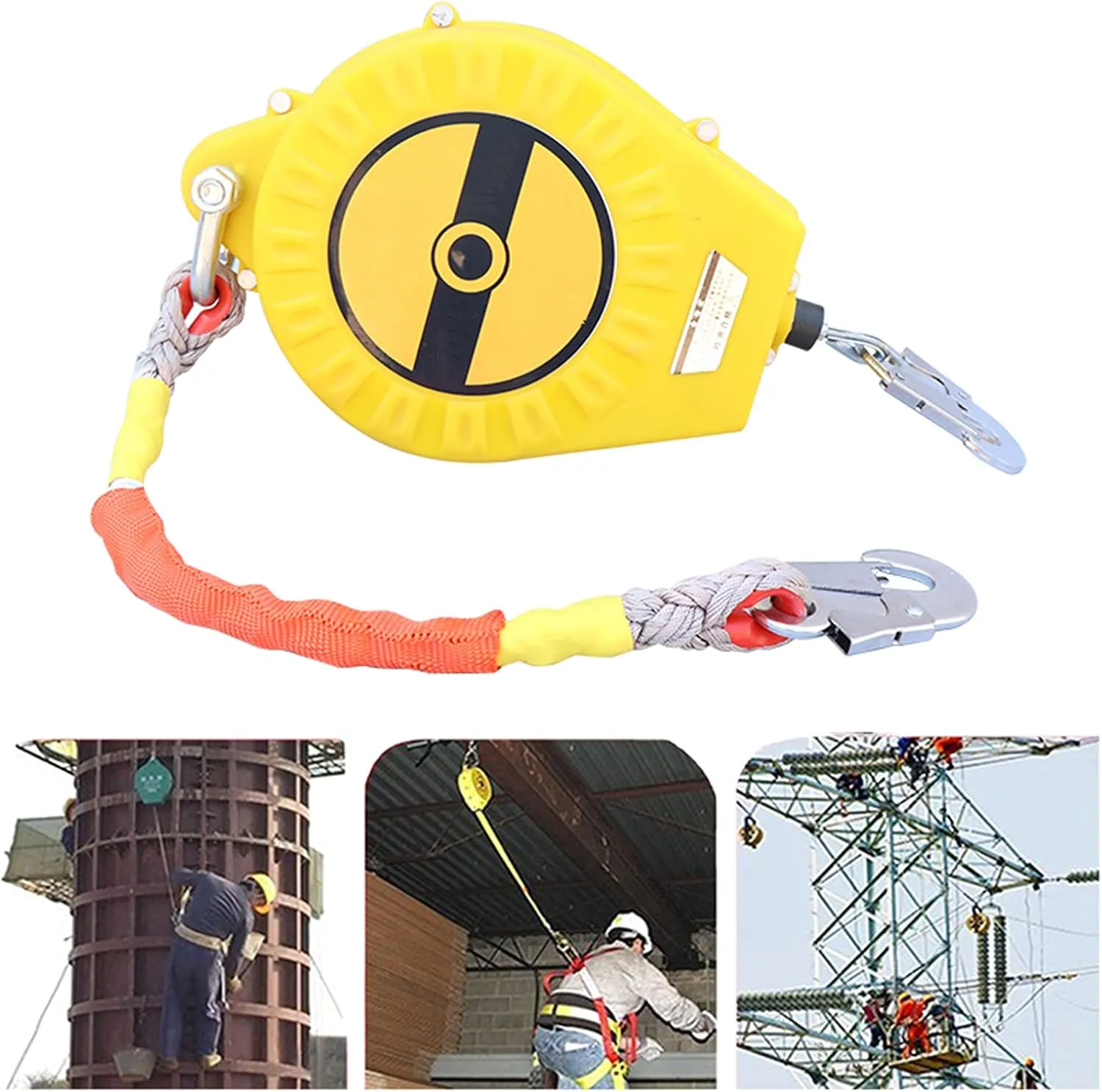 Self Retracting Lifeline Cable,Portable Worker Retractable Lanyard Fall Arrester Inertia Reel Kits,Double Lock Structure/Steel Cable,Better Protect Personal Safety,Load 330lb,20m ()