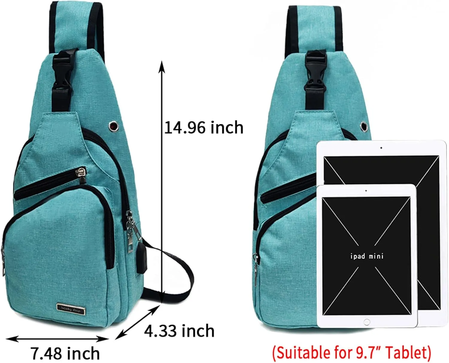 Seoky Rop Men Women Sling Backpack Anti Theft Crossbody Shoulder Chest Bag with USB Charging Port