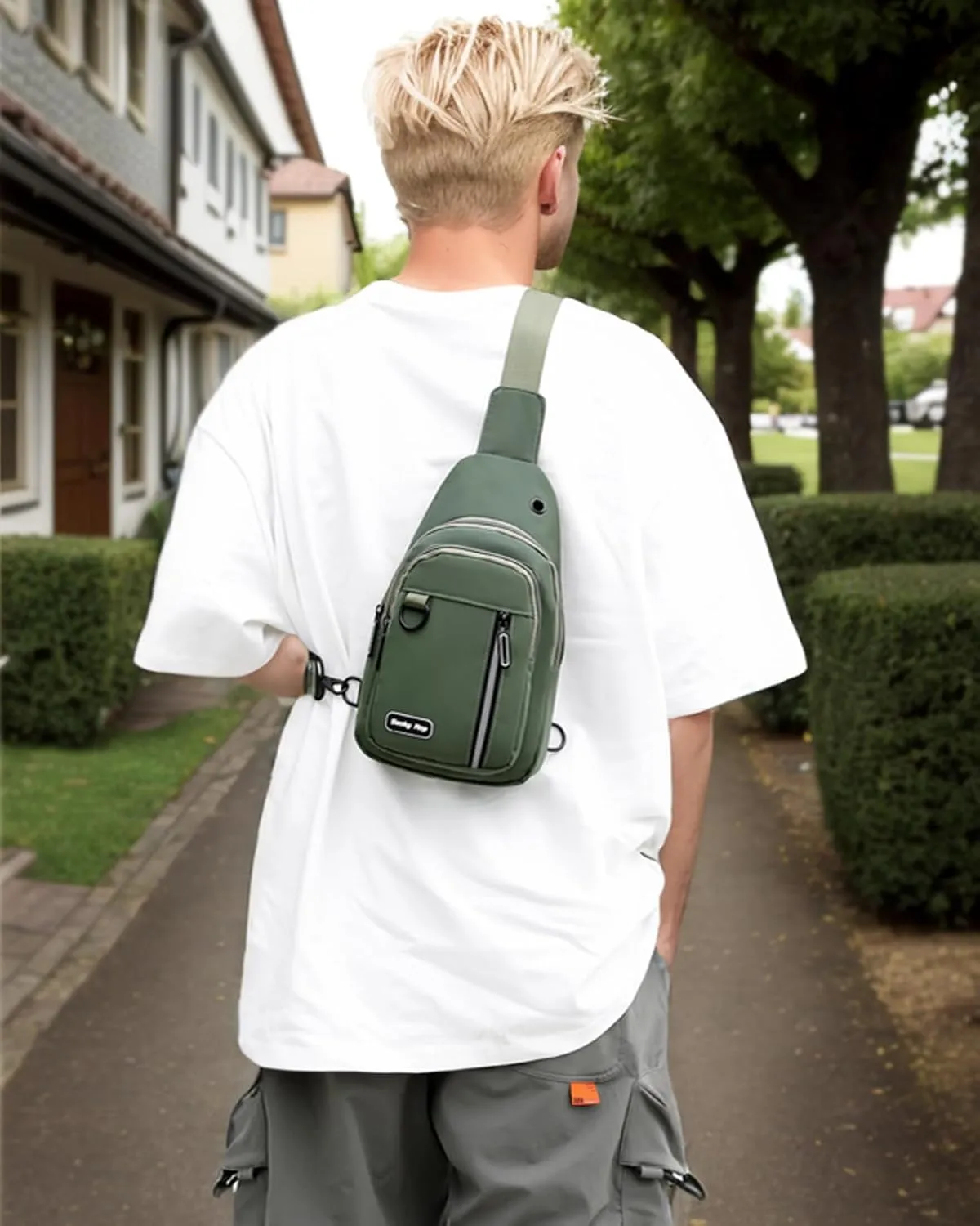 Seoky Rop Sling Bag for Women Men One Shoulder Crossbody Bag Backpack Fanny Pack Cross Body Bags for Travel Day Trip Army Green