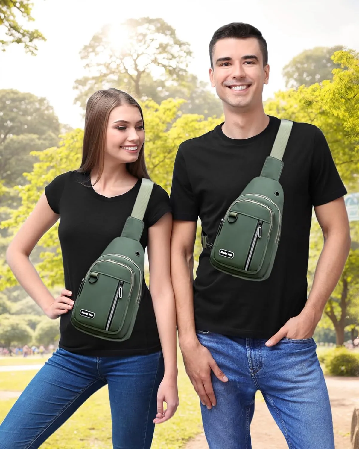 Seoky Rop Sling Bag for Women Men One Shoulder Crossbody Bag Backpack Fanny Pack Cross Body Bags for Travel Day Trip Army Green