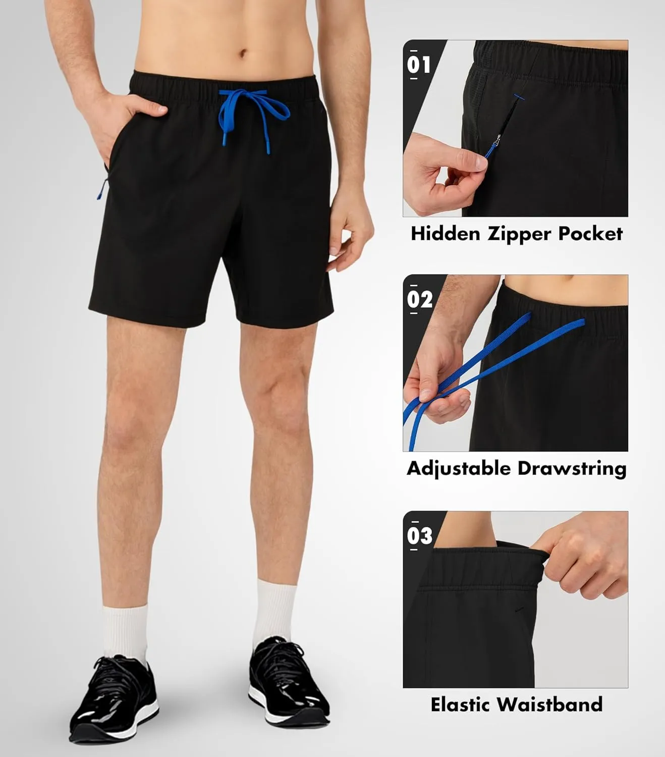 Separatec Mens Athletic Gym Shorts - Breathable Men's Quick Dry Short with Zipper Pockets for Running, Workout