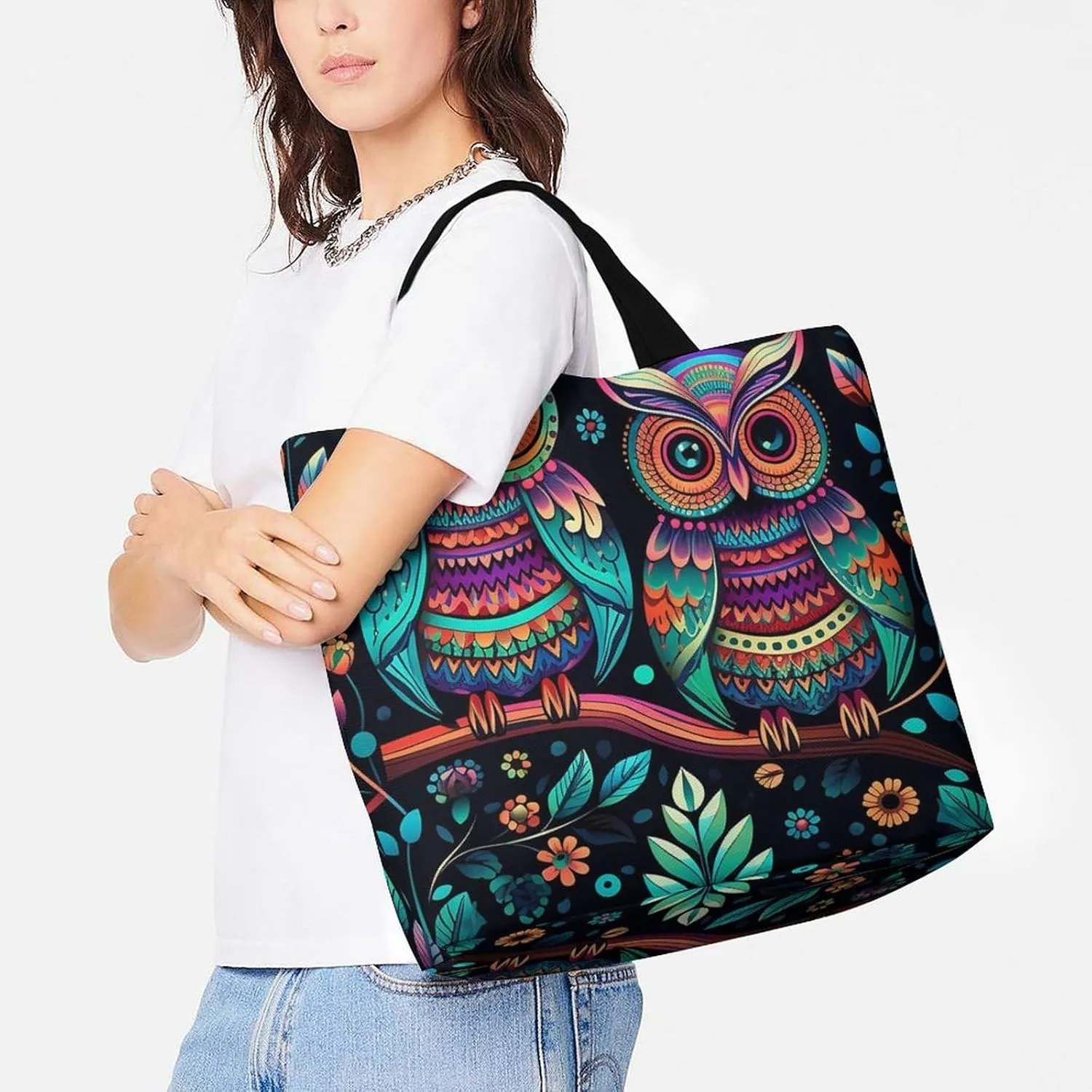 Shopping Bag for Women, Various Fruits Tote Bag, Large Capacity Shoulder Bags for Groceries Travel