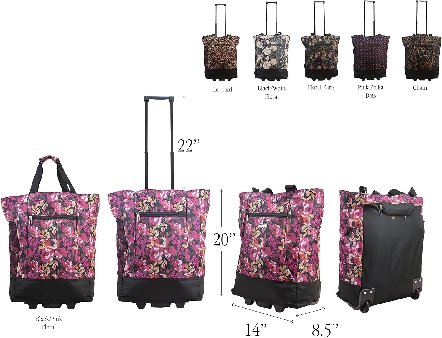 Shopping Tote Bag with Wheels