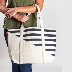 ShoreBags - Contemporary Canvas Diagonal Design Tote Bag Medium