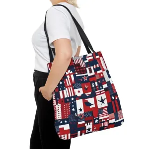 Show off American Flag Tote with Black Cotton Handles