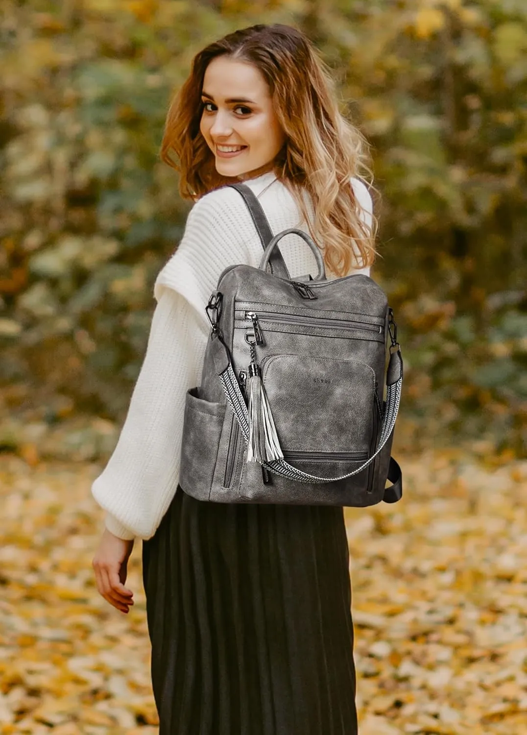 Shrrie Vegan Leather Laptop Backpack for Women 15.6 inch Work Backpack Fashion Travel Backpack Purse for Travel College Work