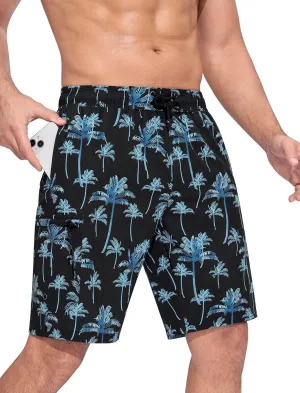 SILKWORLD Mens Swim Trunks Quick Dry Bathing Suit 9 Inch Swim Shorts with Mesh Lining and Zipper Cargo Pockets