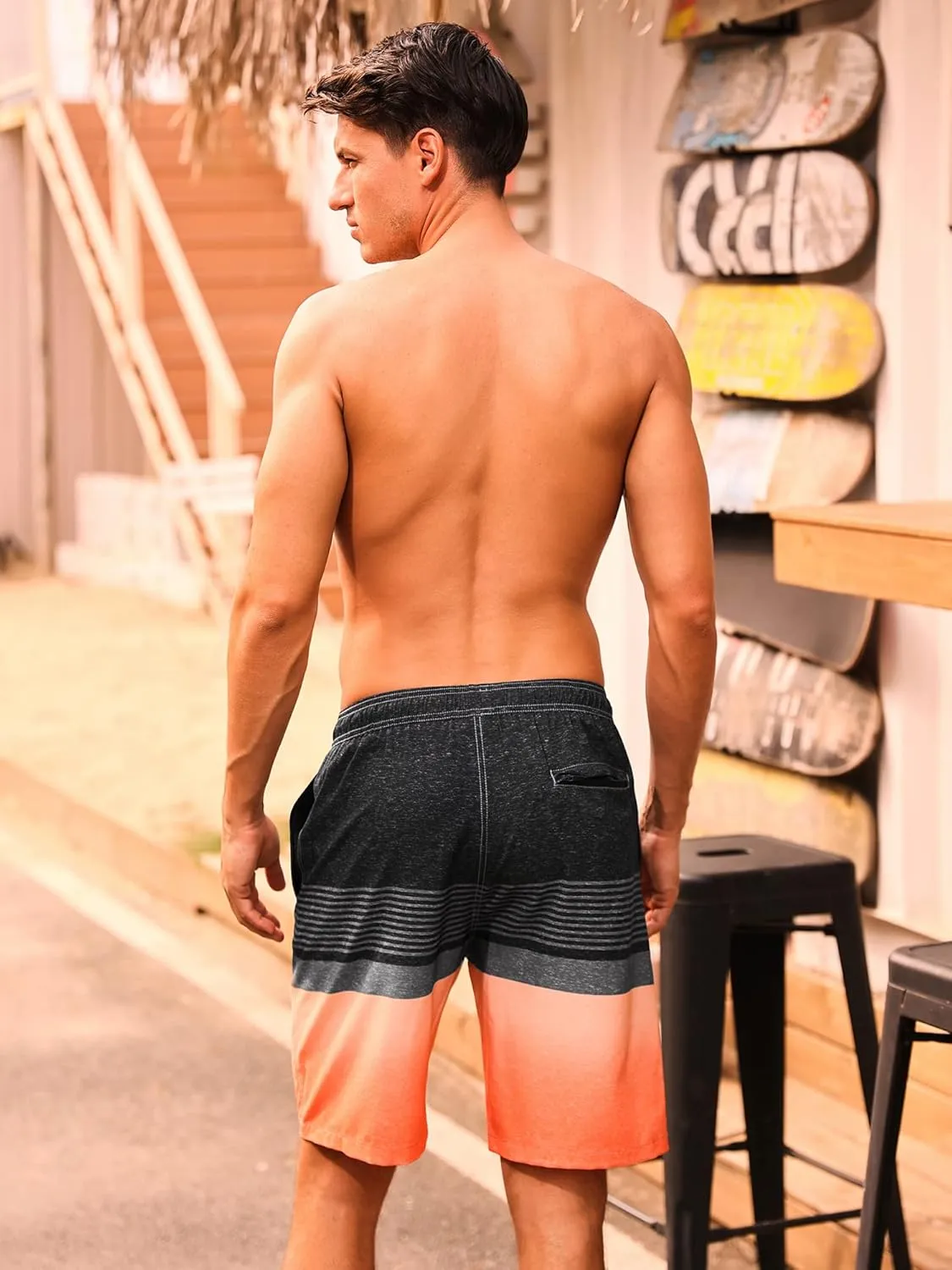SILKWORLD Mens Swim Trunks with Compression Liner 9" Beach Board Shorts Men 2 in 1 Quick Dry Bathing Suit with Pockets