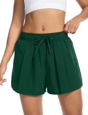 SILKWORLD Running Shorts for Women 2 in 1 Flowy Athletic Shorts Casual Workout Butterfly Gym Shorts with Zipper Pockets