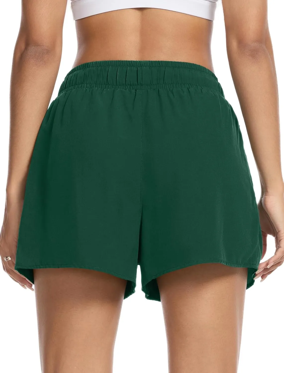 SILKWORLD Running Shorts for Women 2 in 1 Flowy Athletic Shorts Casual Workout Butterfly Gym Shorts with Zipper Pockets