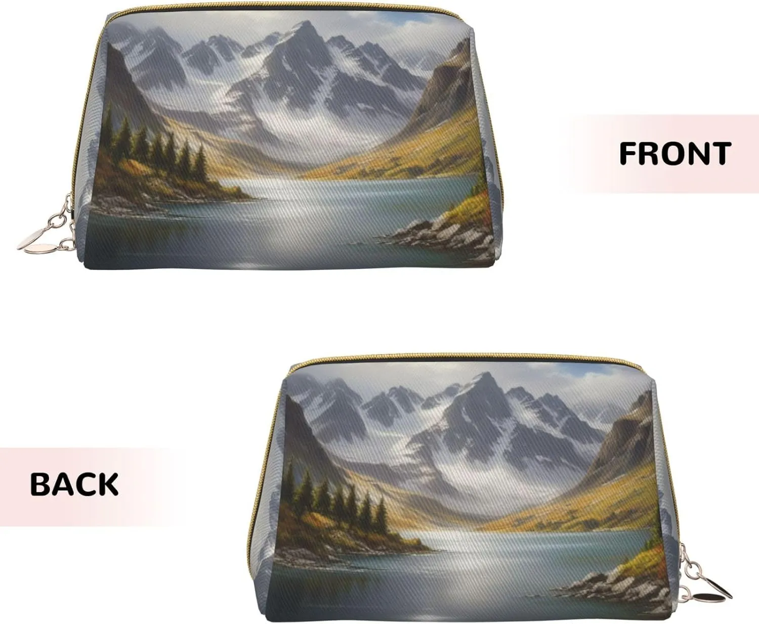 Silver Symphony Printed Small Makeup Bag,Travel Cosmetic Bag Purse with Zipper,Water-resistant Makeup Organizer Bag for Women
