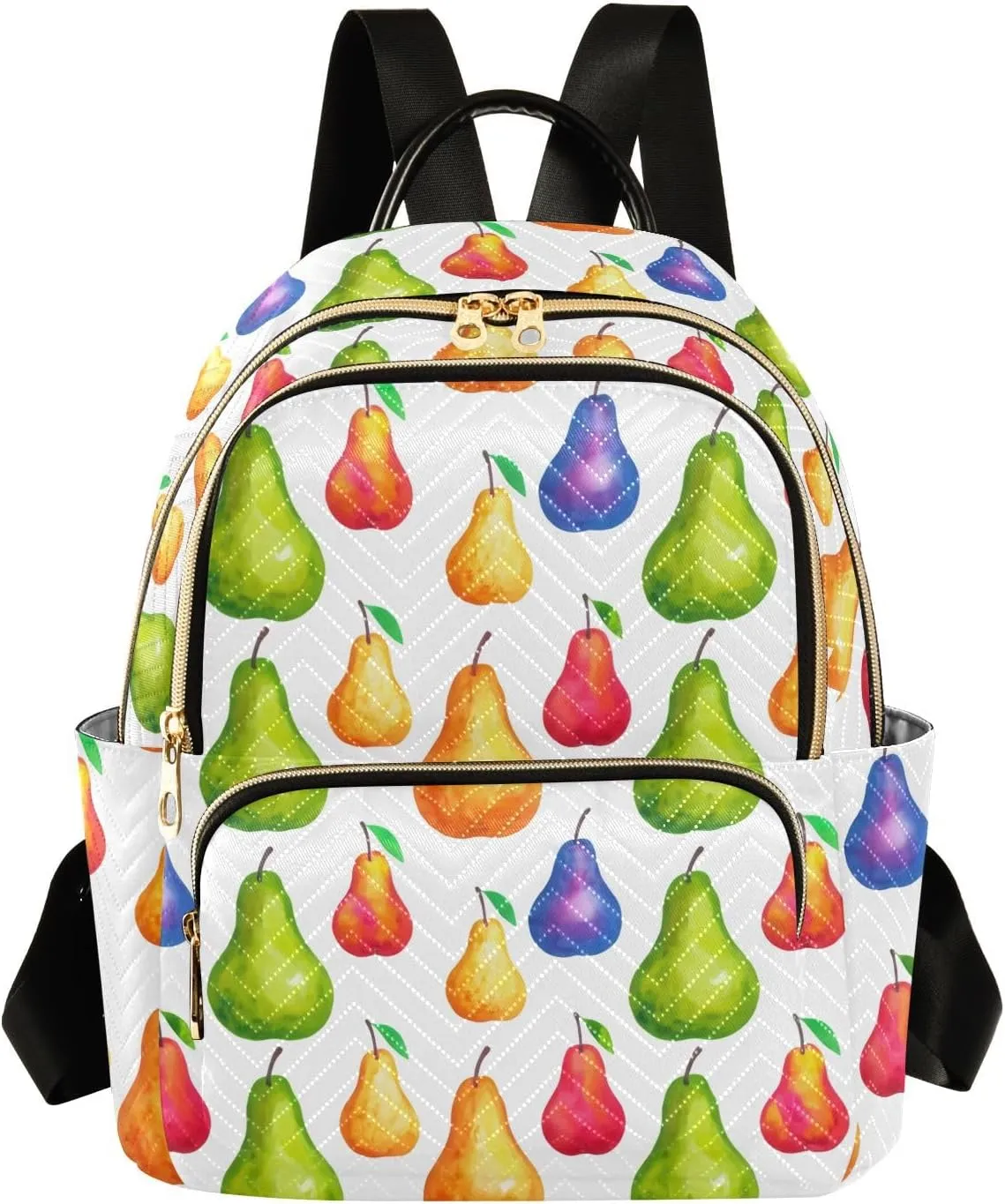 Sinestour Colorful Pears Fruit Women Backpack Purse Large Capacity Casual Daypack Adjustable Strap Travel Work Ladies Backpack