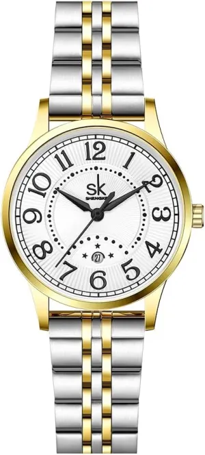 SK Business Classic Women Watch with Genuine Leather Stainless Steel Band ElegantLadies Watch… (Roman-Steel)