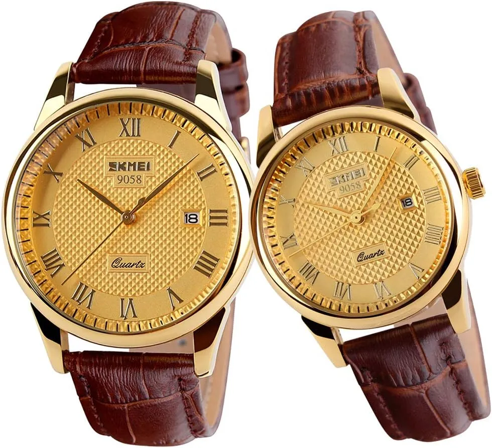 SKMEI Watch for Men Business Dress Classic Fashion Casual Black Leather Quartz Analog Waterproof Calendar Date Light Simple Wrist Watches Dad Fathers Gifts