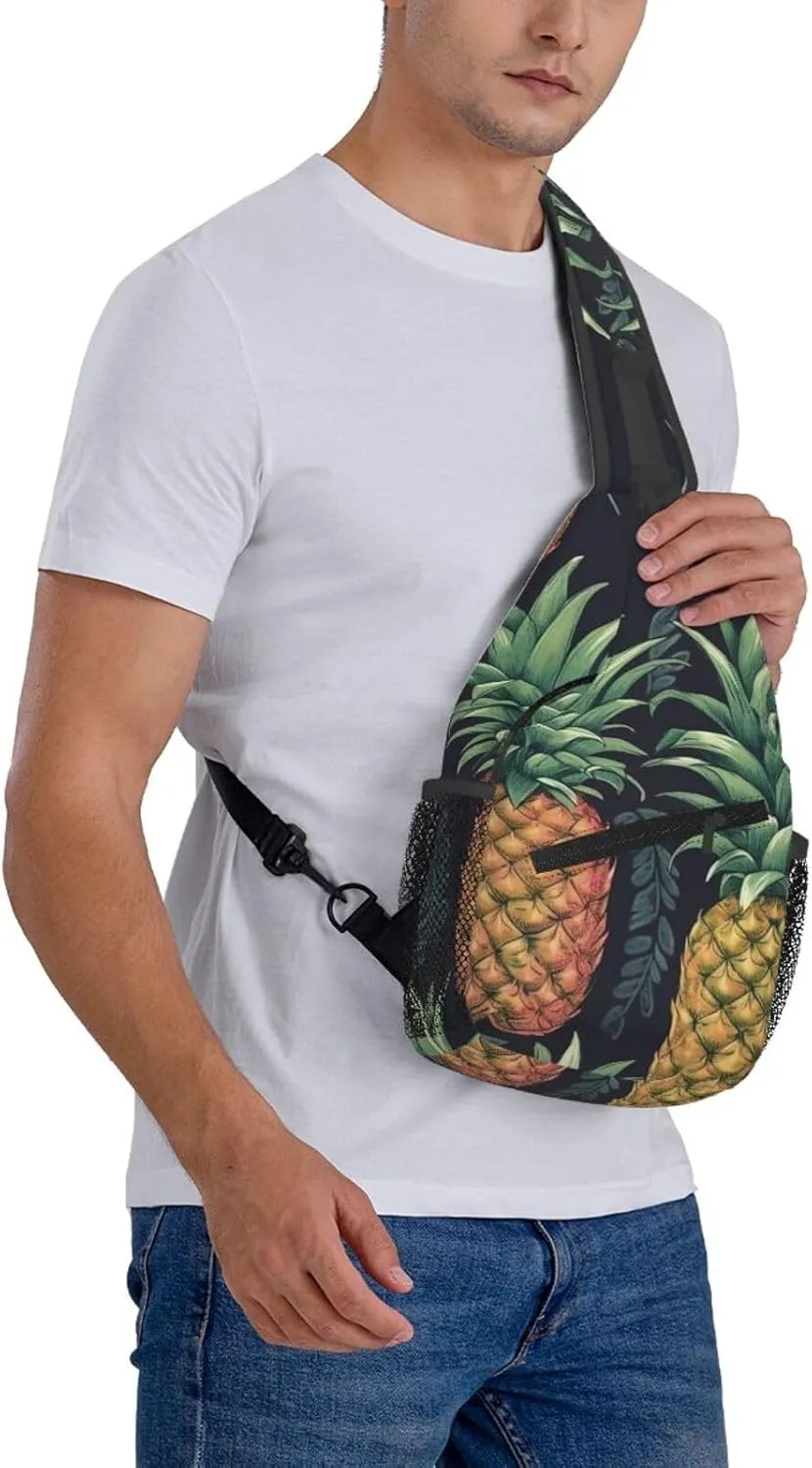 Sling Backpack Bag for Men Pineapple Cross Chest Bag Crossbody Shoulder Bag Travel Hiking Daypack