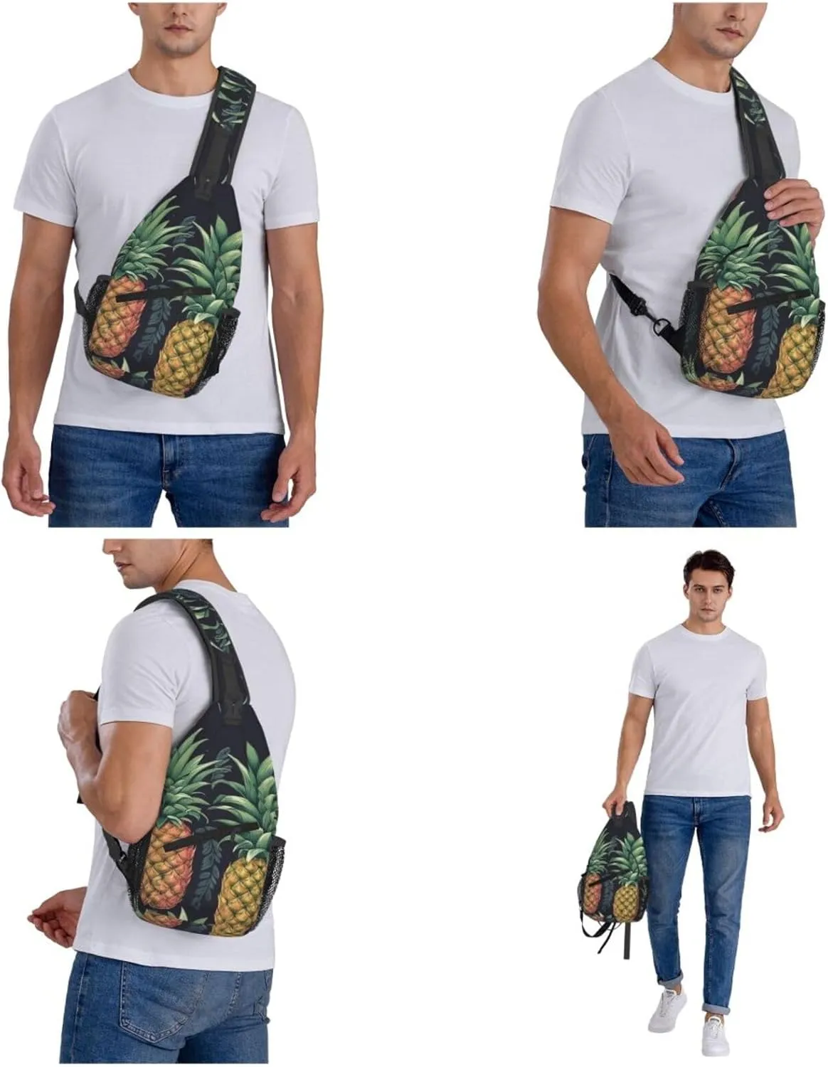 Sling Backpack Bag for Men Pineapple Cross Chest Bag Crossbody Shoulder Bag Travel Hiking Daypack